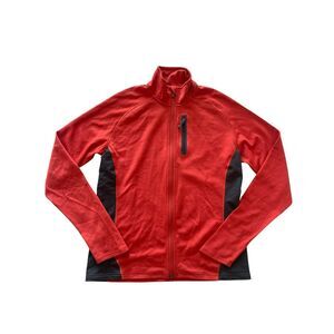 SmartWool Red Gray Light Sportknit Full Zip Jacket Men’s Size Large Merino Wool